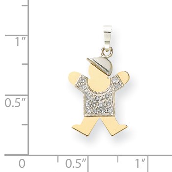 14k Two-tone A Diamond kid pendant — alternate view