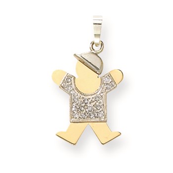 14k Two-tone AAA Diamond kid pendant