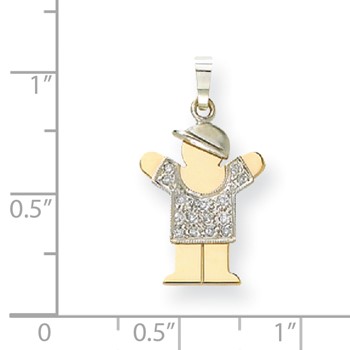 14k Two-tone AA Diamond kid pendant — alternate view