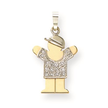 14k Two-tone AA Diamond kid pendant
