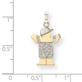 14k Two-tone A Diamond kid pendant — alternate view