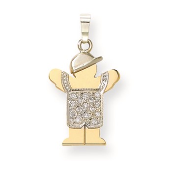 14k Two-tone A Diamond kid pendant