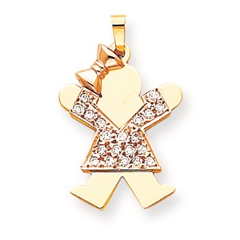 14k Two-tone VS Diamond kid pendant