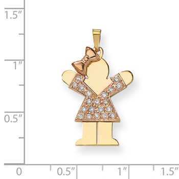 14k Two-tone AAA Diamond kid pendant — alternate view