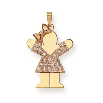 14k Two-tone AAA Diamond kid pendant