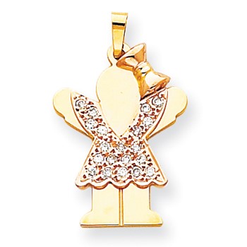 14k Two-tone A Diamond kid pendant
