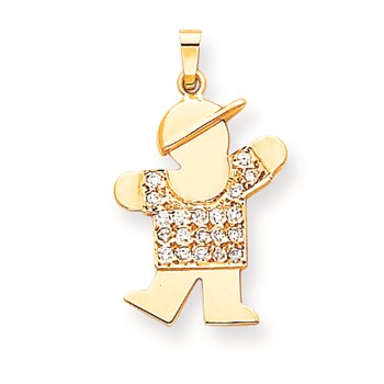 14k AAA Diamond kid pendant