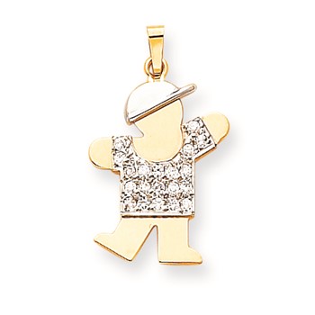 14k Two-tone VS Diamond kid pendant