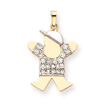 14k Two-tone VS Diamond kid pendant