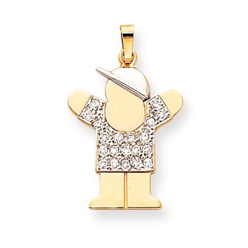 14k Two-tone VS Diamond kid pendant