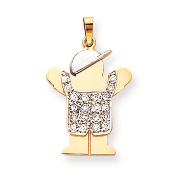 14k Two-tone AA Diamond kid pendant