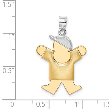14k Two-tone The Kids Medium Puffed Boy with Hat on Right Engravable Joy Charm — alternate view