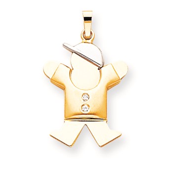 14k Two-tone AAA Diamond kid pendant