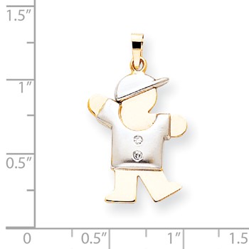 14k Two-tone AAA Diamond kid pendant — alternate view