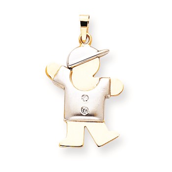 14k Two-tone AAA Diamond kid pendant