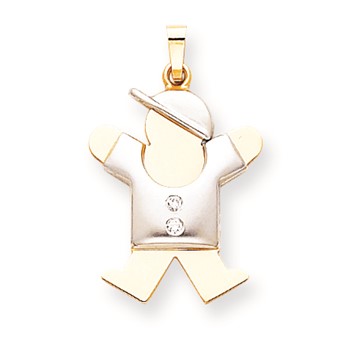 14k Two-tone A Diamond kid pendant