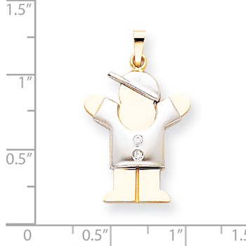 14k Two-tone A Diamond kid pendant — alternate view