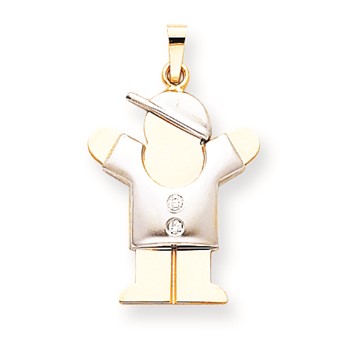 14k Two-tone AAA Diamond kid pendant