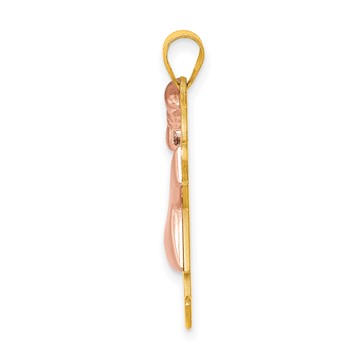 14k Two-tone The Kids Medium Puffed Girl with Bow on Left Engravable Joy Charm — alternate view