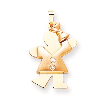 14k Two-tone A Diamond kid pendant