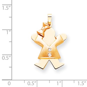 14k Two-tone AAA Diamond kid pendant — alternate view
