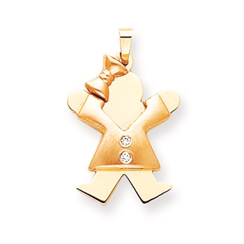 14k Two-tone AAA Diamond kid pendant
