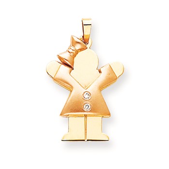 14k Two-tone VS Diamond kid pendant