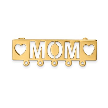 14k Polished Cut-out Mom and Hearts Pin