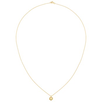 14k Heart Locket with Rhodium Flowers on 18inch Cable Rope Chain — alternate view