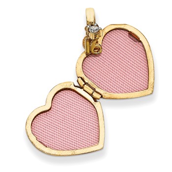 14k 15mm Heart Happy 16th Birthday with CZ Locket — alternate view