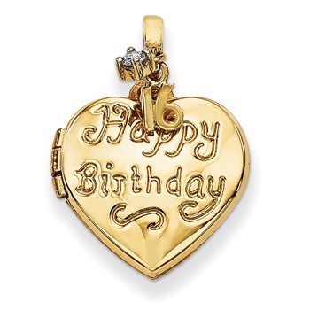 14k 15mm Heart Happy 16th Birthday with CZ Locket