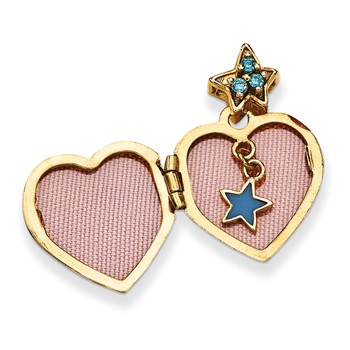 14k Blue CZ Make a Wish (Charm Inside Locket) 15mm Heart Locket — alternate view