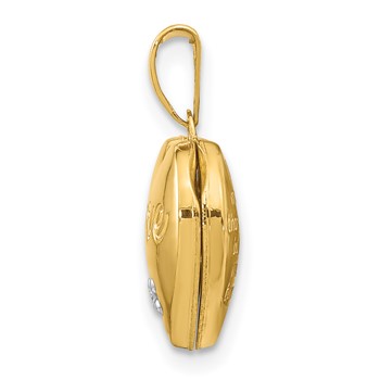 14k Two-tone Diamond LOVE with Poem on Reverse with Heart Charm 12mm Heart Locket — alternate view