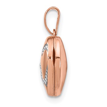 14k Rose Gold with White Rhodium Interlocked Hearts 12mm Heart Locket — alternate view