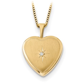 14K 16mmDiamond Heart Locket & Gold-plated Sterling 12mm Pendant — alternate view