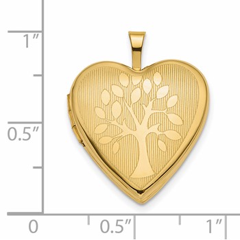 14K Polished Tree 20mm Heart Locket — alternate view