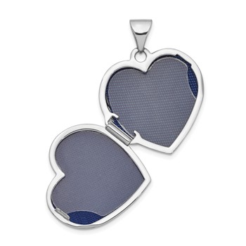 14k White Gold Scroll Design Reversible 19mm Heart Locket — alternate view