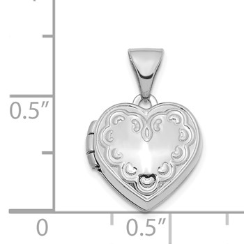 14K White Gold Heart Border 13mm Heart Locket — alternate view