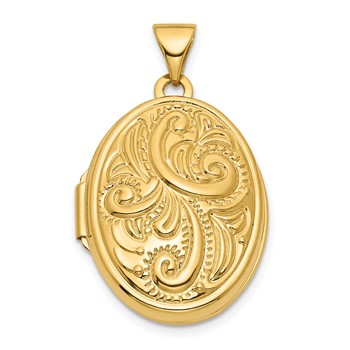 14k Reversible Swirl Design 21mm Oval Locket