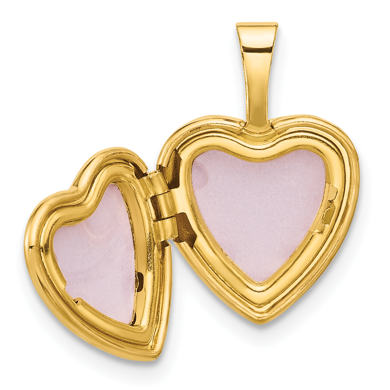 Butterflies 12mm Heart Locket Charm Pendant 14k Yellow Gold 18.5x12.5mm Women's detailed image 4