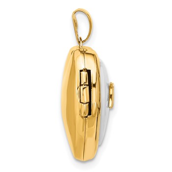 14K Polished White Agate MOM Script 18mm Heart Locket — alternate view