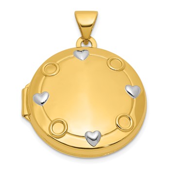 14k and White Rhodium OUR CIRCLE OF LOVE GOES AROUND AND NEVER ENDS Black Oil Reversible 20mm Round Locket
