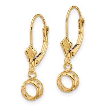14k 5mm Round Bezel Leverback Earring Mountings — alternate view