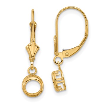 14k 5mm Round Bezel Leverback Earring Mountings