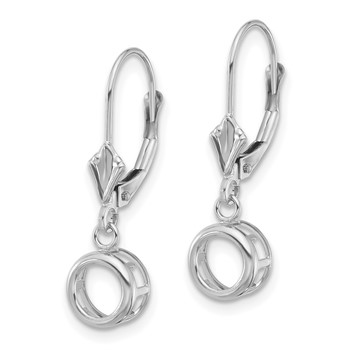 14k White Gold 6mm Round Bezel Leverback Earring Mountings — alternate view