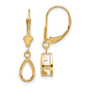 14k 8x5 Pear Bezel Leverback Earring Mountings