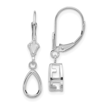 14k White Gold 8x5mm Pear Bezel Leverback Earring Mountings