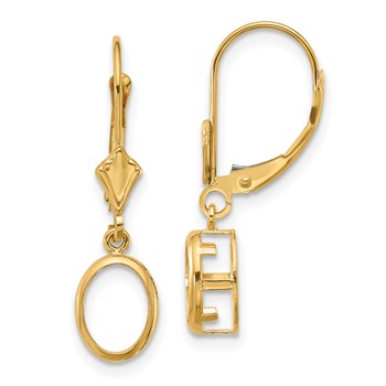14k 8x6mm Oval Bezel Leverback Earring Mountings