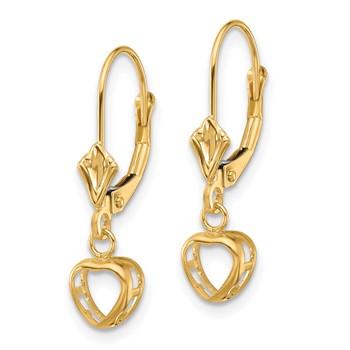 14k 5x5mm Heart Bezel Leverback Earring Mountings — alternate view