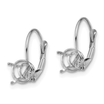 14k White Gold 6mm Round Leverback Earring Mountings — alternate view